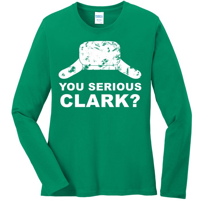 You Serious Clark Winter Hat Distress Ladies Long Sleeve Shirt