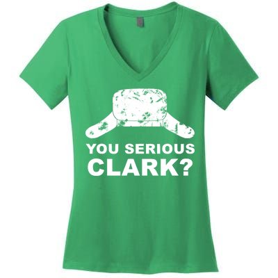 You Serious Clark Winter Hat Distress Women's V-Neck T-Shirt