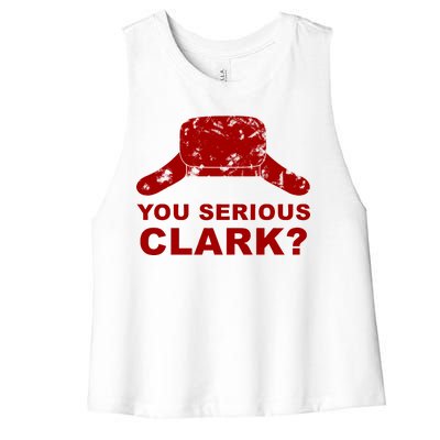 You Serious Clark Winter Hat Distress Women's Racerback Cropped Tank