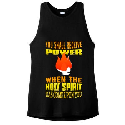 You shall receive power when the Holy Spirit has come upon you Acts 1:8 Ladies PosiCharge Tri-Blend Wicking Tank