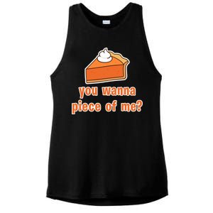 You Wanna Piece of Me Thanksgiving Pumpkin Pie Ladies PosiCharge Tri-Blend Wicking Tank