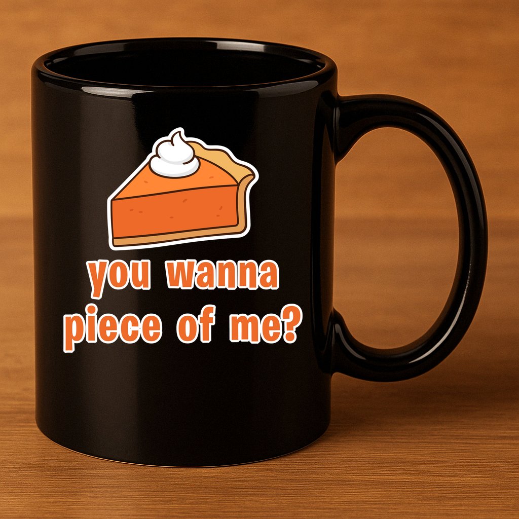 You Wanna Piece of Me Thanksgiving Pumpkin Pie 11oz C Handle Ceramic Mug