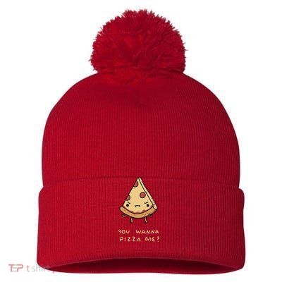 You Wanna Pizza Me? Pom Pom 12in Knit Beanie
