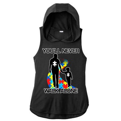 You'll Never Walk Alone Autism Awareness Ladies PosiCharge Tri-Blend Wicking Draft Hoodie Tank