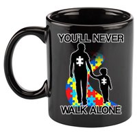You'll Never Walk Alone Autism Awareness 11oz C Handle Ceramic Mug
