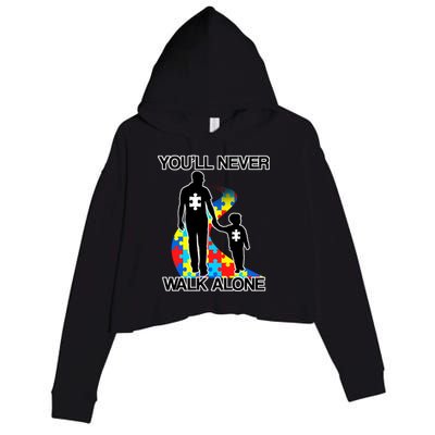 You'll Never Walk Alone Autism Awareness Crop Fleece Hoodie