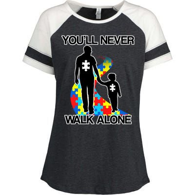 You'll Never Walk Alone Autism Awareness Enza Ladies Jersey Colorblock Tee