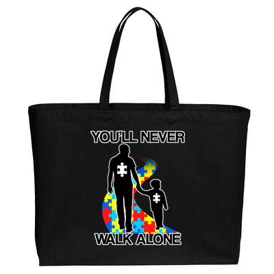 You'll Never Walk Alone Autism Awareness Cotton Canvas Jumbo Tote