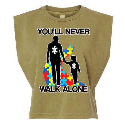 You'll Never Walk Alone Autism Awareness Garment-Dyed Women's Muscle Tee