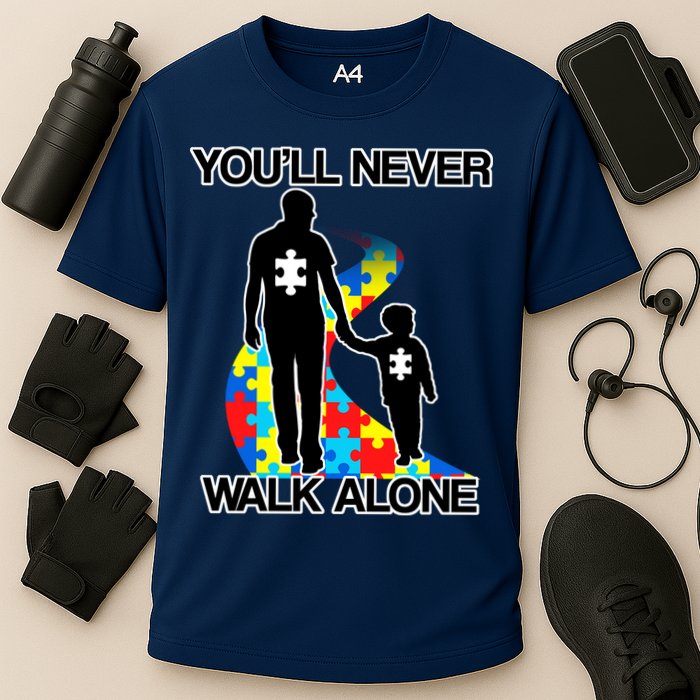 You'll Never Walk Alone Autism Awareness Cooling Performance Crew T-Shirt
