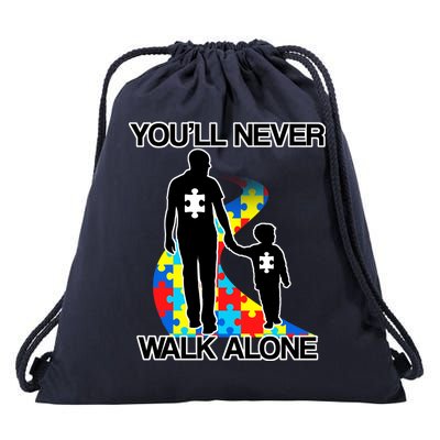 You'll Never Walk Alone Autism Awareness Drawstring Bag