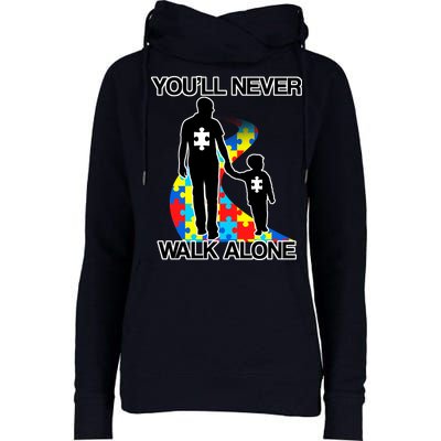 You'll Never Walk Alone Autism Awareness Womens Funnel Neck Pullover Hood