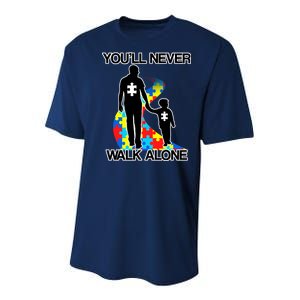 You'll Never Walk Alone Autism Awareness Youth Performance Sprint T-Shirt