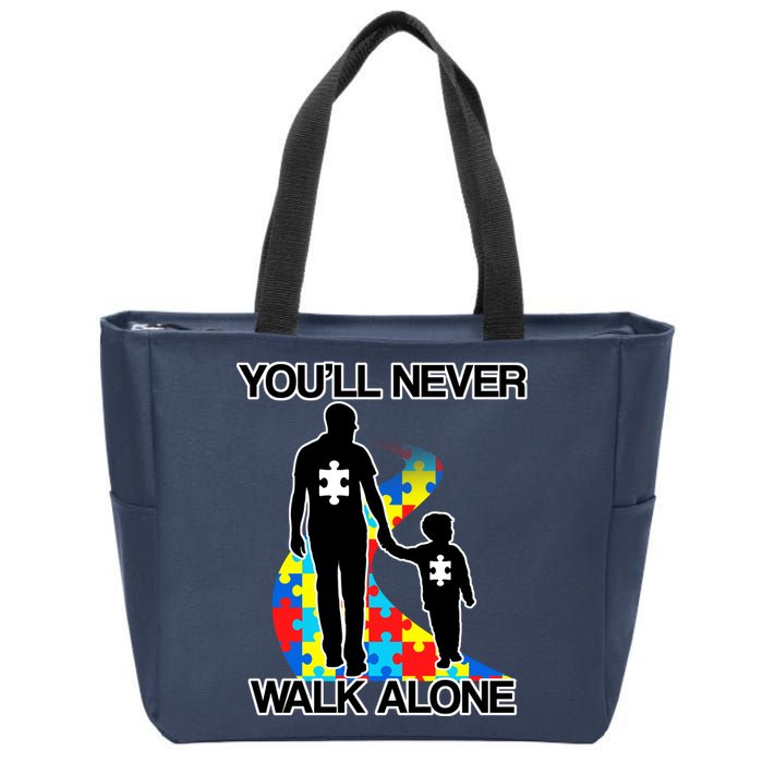 You'll Never Walk Alone Autism Awareness Zip Tote Bag