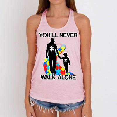 You'll Never Walk Alone Autism Awareness Women's Knotted Racerback Tank