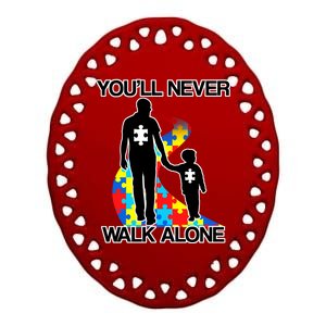 You'll Never Walk Alone Autism Awareness Ceramic Oval Ornament