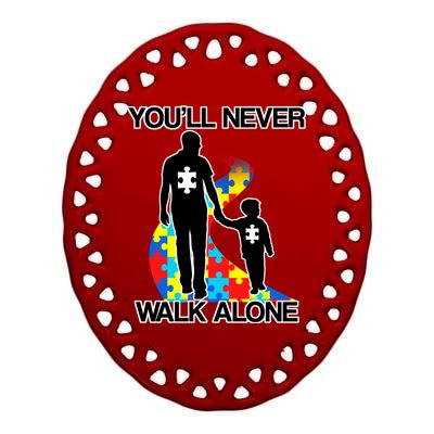 You'll Never Walk Alone Autism Awareness Ceramic Oval Ornament