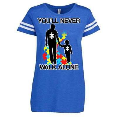 You'll Never Walk Alone Autism Awareness Enza Ladies Jersey Football T-Shirt