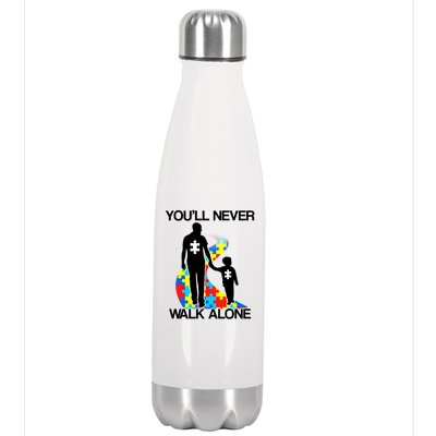 You'll Never Walk Alone Autism Awareness Stainless Steel Insulated Water Bottle