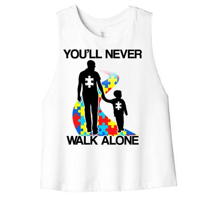 You'll Never Walk Alone Autism Awareness Women's Racerback Cropped Tank