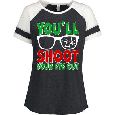 You'll Shoot Your Eye Out Christmas Enza Ladies Jersey Colorblock Tee