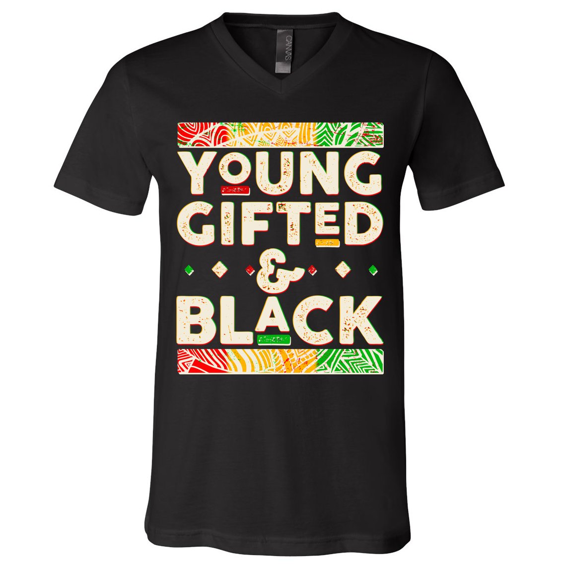 Young Gifted And Black African Colors V-Neck T-Shirt
