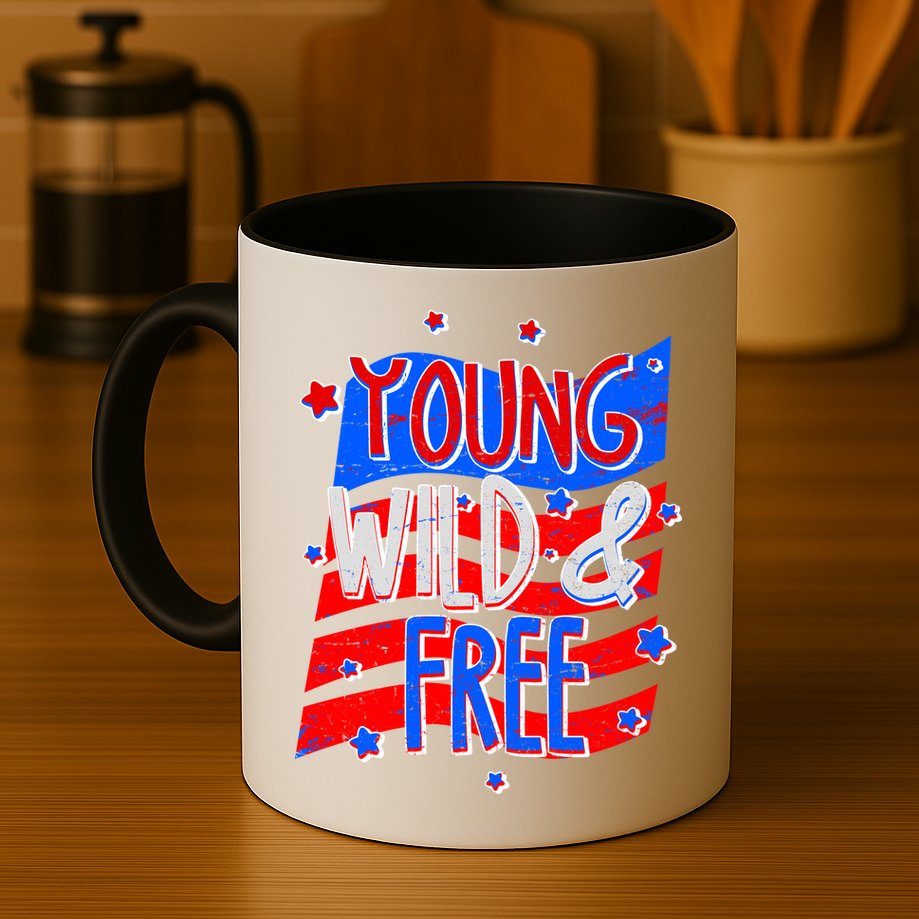 Young Wild & Free Red White & Blue Mug