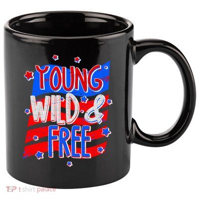 Young Wild & Free Red White & Blue 11oz C Handle Ceramic Mug
