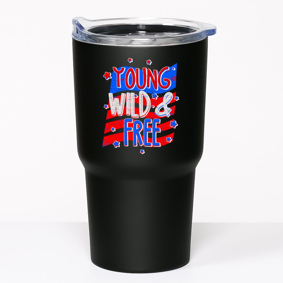 Young Wild & Free Red White & Blue Tumbler
