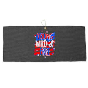 Young Wild & Free Red White & Blue Large Microfiber Waffle Golf Towel