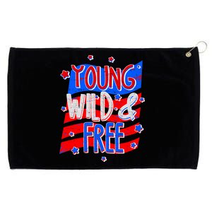 Young Wild & Free Red White & Blue Grommeted Golf Towel