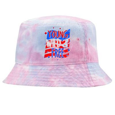 Young Wild & Free Red White & Blue Tie-Dyed Bucket Hat