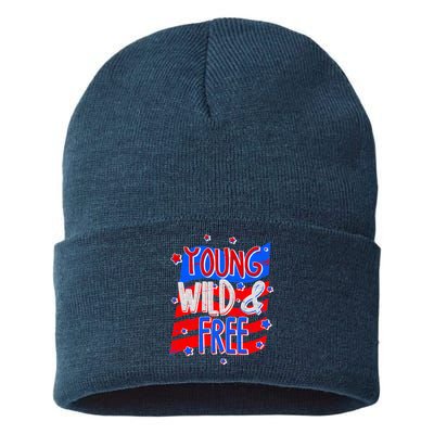 Young Wild & Free Red White & Blue Sustainable Knit Beanie