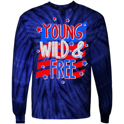 Young Wild & Free Red White & Blue Tie-Dye Long Sleeve Shirt