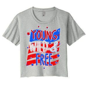 Young Wild & Free Red White & Blue Women's Crop Top Tee