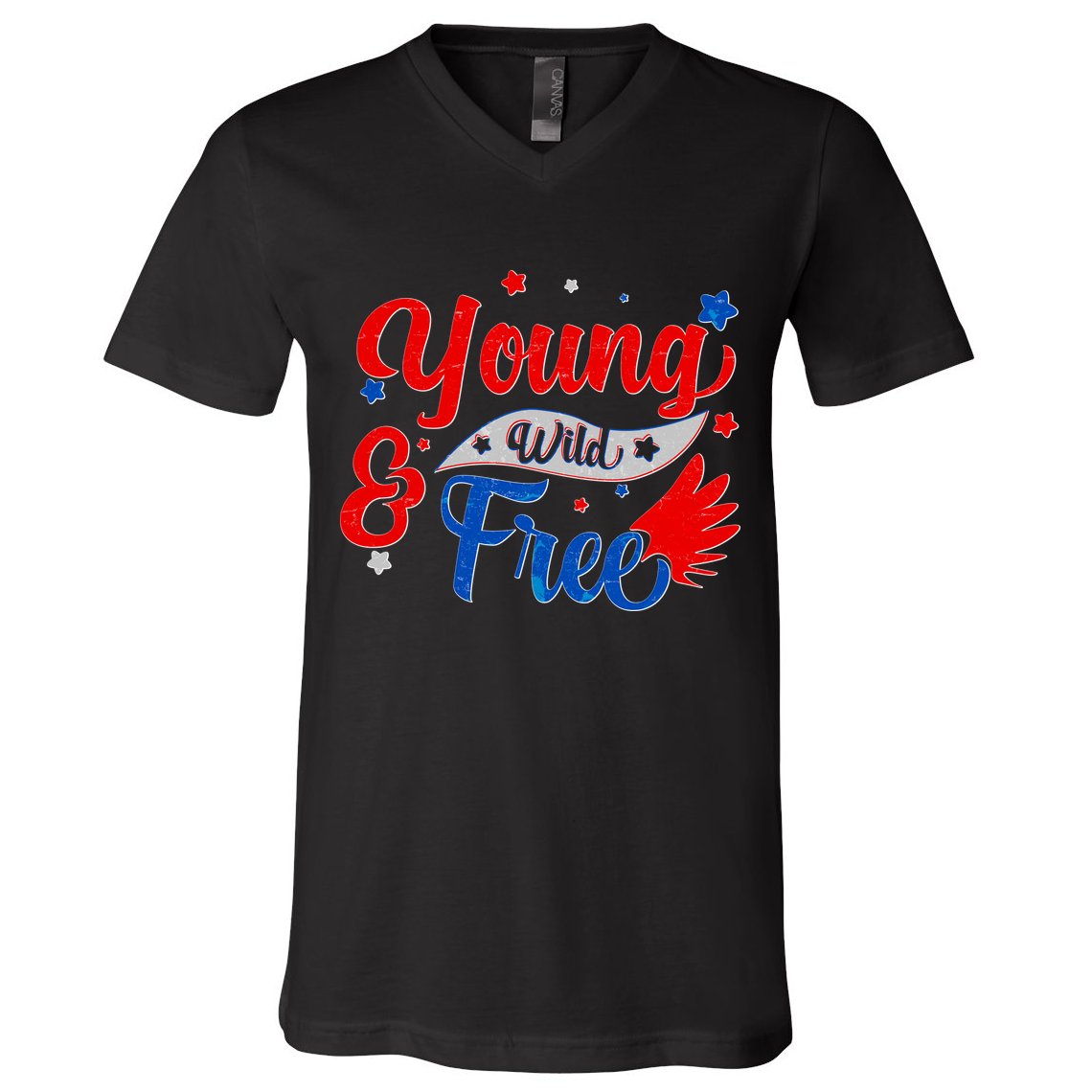 Young Wild And Free USA V-Neck T-Shirt