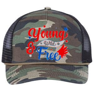 Young Wild And Free USA Retro Rope Trucker Hat Cap