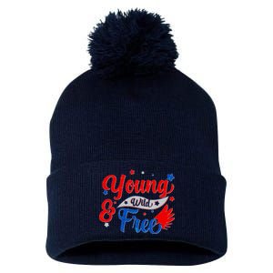 Young Wild And Free USA Pom Pom 12in Knit Beanie