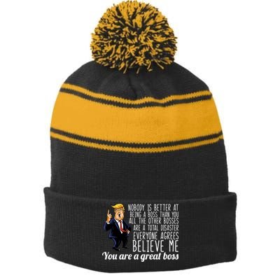 Your A Great Boss Donald Trump Stripe Pom Pom Beanie