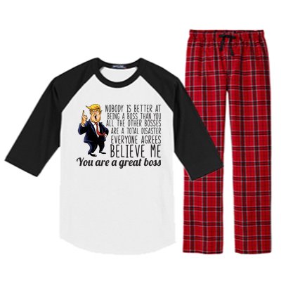 Your A Great Boss Donald Trump Raglan Sleeve Pajama Set