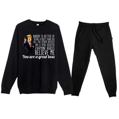 Your A Great Boss Donald Trump Premium Crewneck Sweatsuit Set