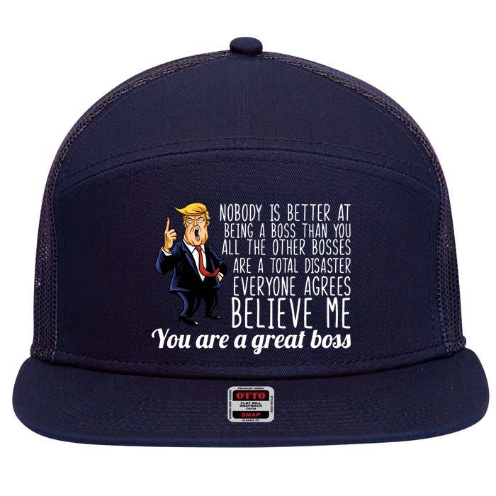 Your A Great Boss Donald Trump 7 Panel Mesh Trucker Snapback Hat