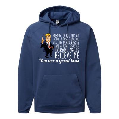 Your A Great Boss Donald Trump Performance Fleece Hoodie