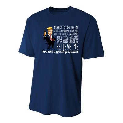 Your A Great Grandma Donald Trump Youth Performance Sprint T-Shirt