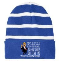 Your A Great Grandpa Donald Trump Striped Beanie with Solid Band