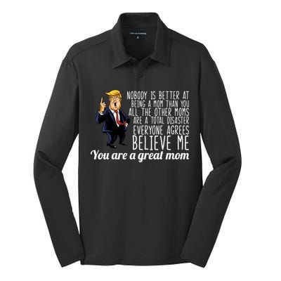 Your A Great Mom Donald Trump Silk Touch Performance Long Sleeve Polo