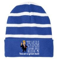 Your A Great Mom Donald Trump Striped Beanie with Solid Band