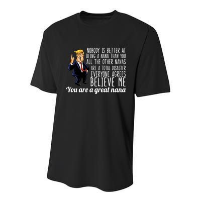 Your A Great Nana Donald Trump Youth Performance Sprint T-Shirt