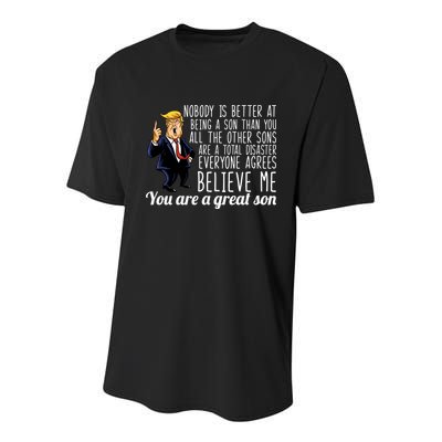 Your A Great Son Donald Trump Youth Performance Sprint T-Shirt