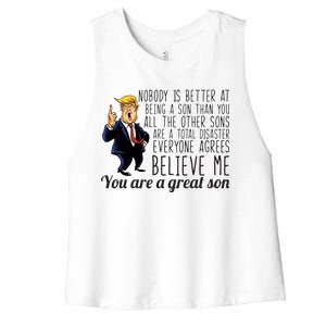 Your A Great Son Donald Trump Women's Racerback Cropped Tank